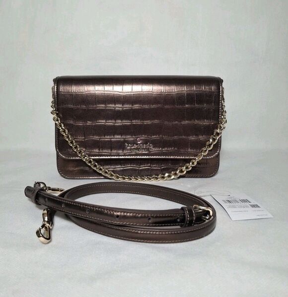 kate spade Handbags - Kate Spade Madison Croc Embossed Willow Medium Convertible Crossbody Brown
